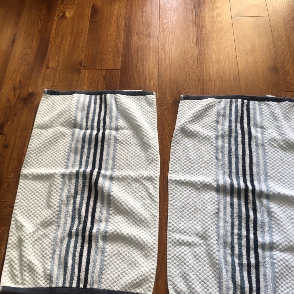 White & Blue striped hand towels set of 2